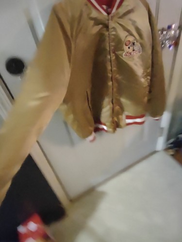 Vintage Chalk Line San Francisco 49ers Forty Niners Gold Satin Jacket L LARGE - Picture 13 of 23