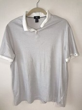 Calvin Klein Polo Short Sleeve Shirt 2XL Striped White Gray Casual