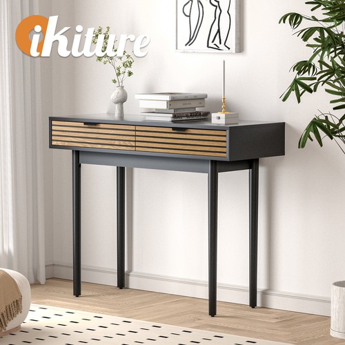 Oikiture Console Table Entry Hallway Side Table Display Desk w/Storage 2 Drawer - Picture 9 of 9