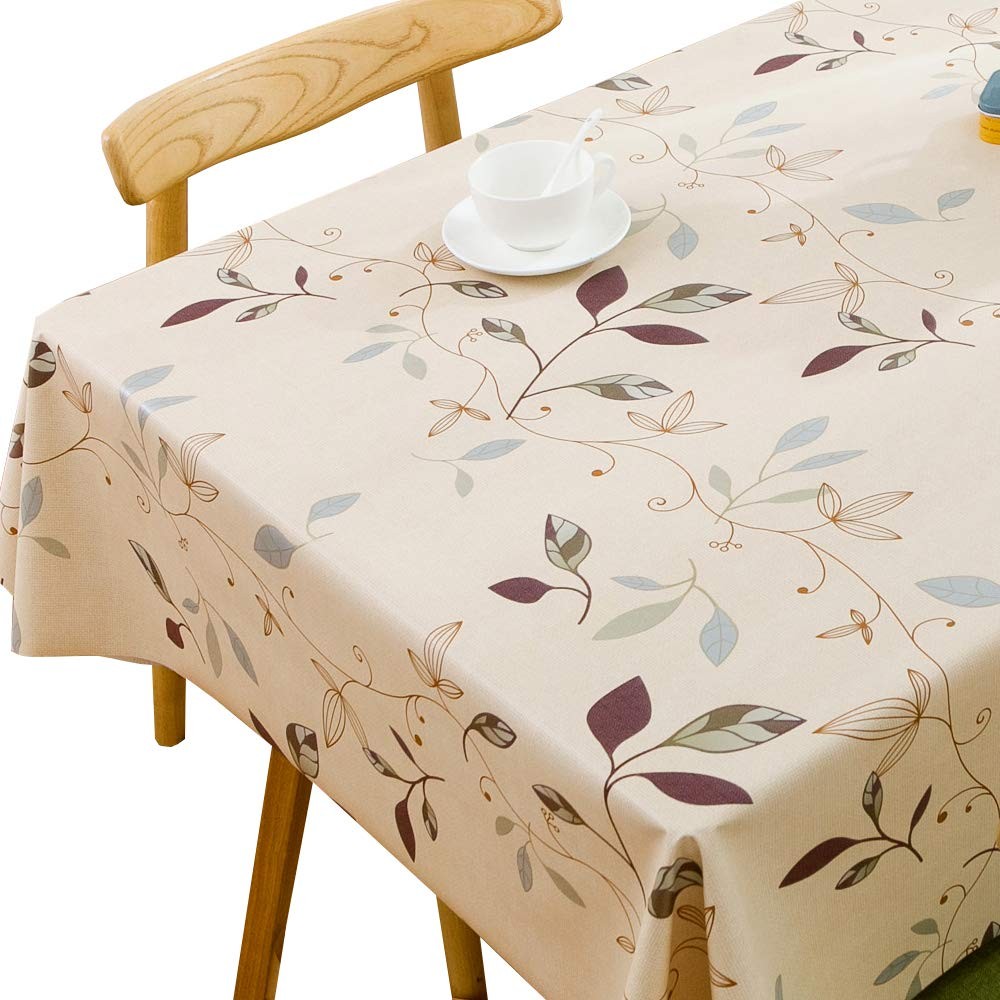 Heavy Duty Vinyl Tablecloth Beige, Waterproof Wipeable Oilcl