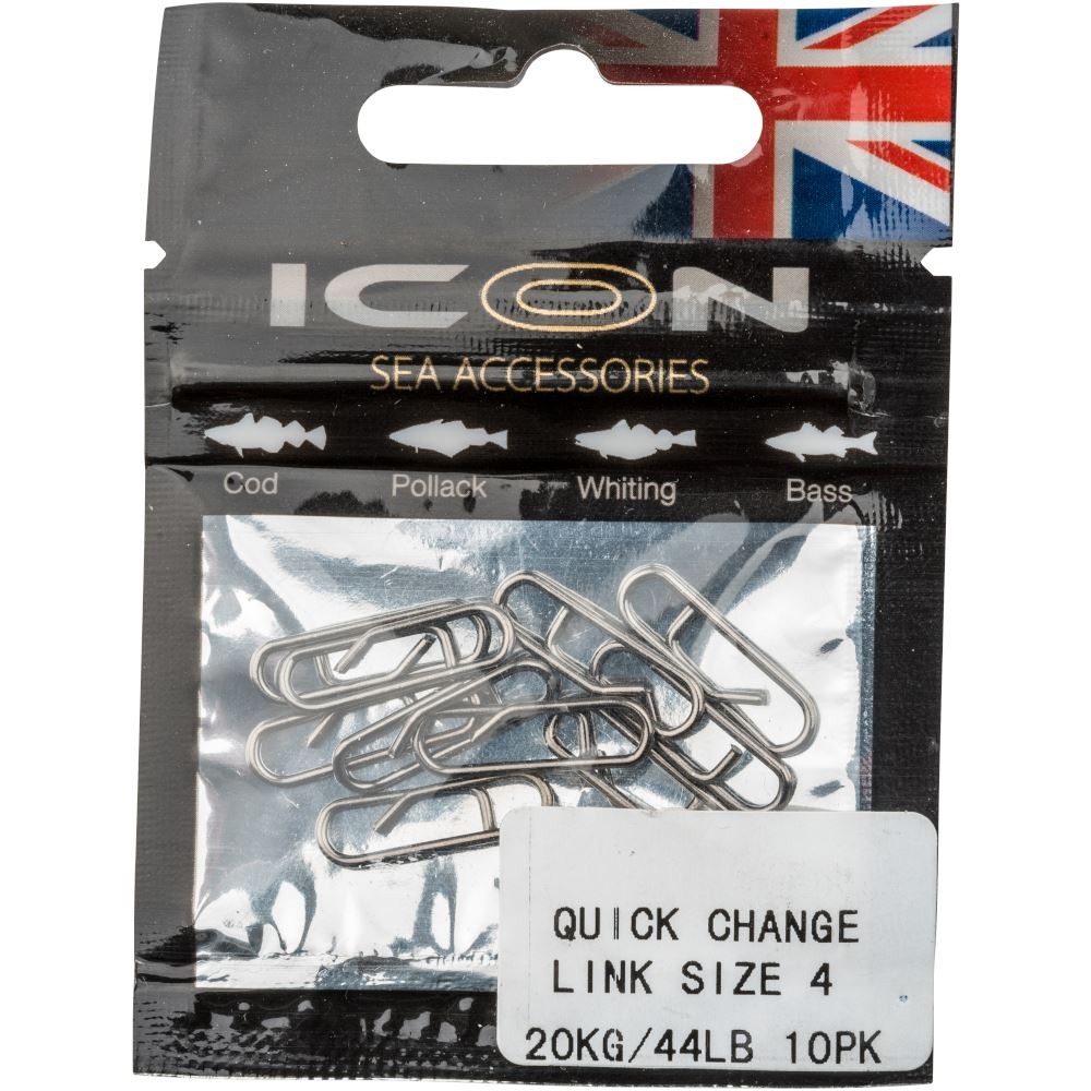 Leeda Icon Sea Accessories Quick Change Link Size 4 20kg/44lb 10pk