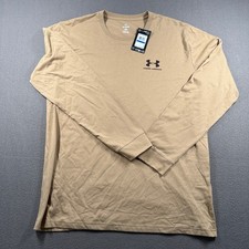 Under Armour T-Shirt Mens XL Tan Sportstyle Left Chest LS Loose 1329585