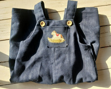 Handmade Soft Denim Toddler Overalls 12-18 months Rocking Horse applique 80s 90s