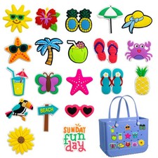 20PCS Beach Charms for Bogg Bag Hawaii Rubber Tote Accessories with Clips