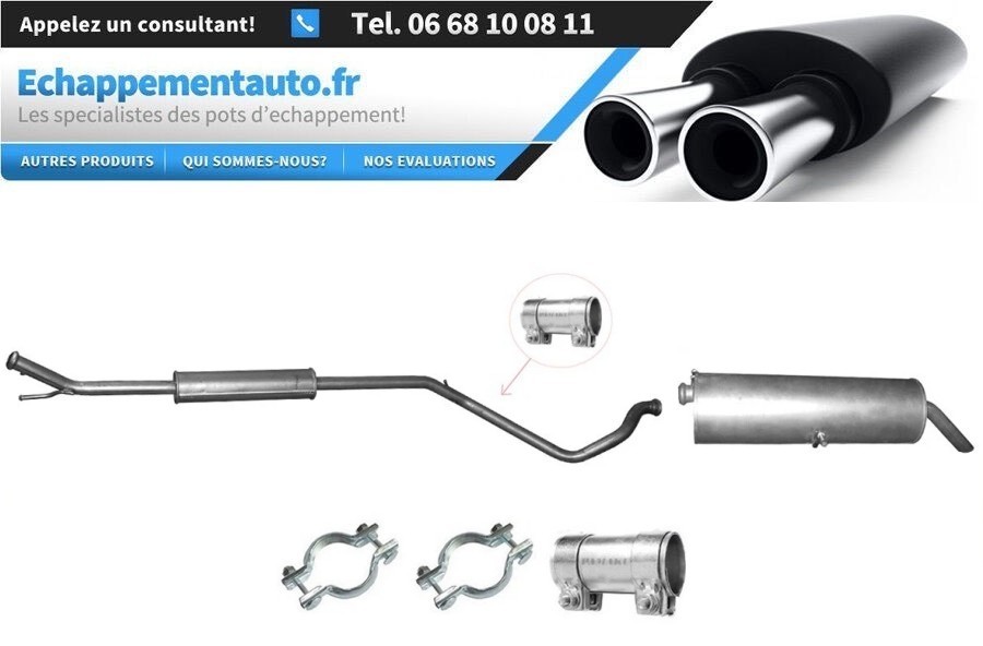 Échappement arrière Citroën C4 Coupé 1.4 kit de silencieux complet avec accessoires