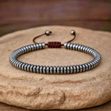 Hematite Bracelet Natural Black Adjustable Healing Men Women Bracelet Handmade