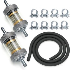 1/4" Universal Fuel Filter, 8mm Inline Fuel Filter with Clear View Silver-2 PCS