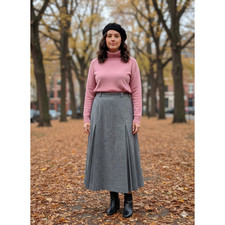 Vintage Charcoal Gray 100 Wool Structural Pleats Midi/maxi Skirt Sz 12 fits/8