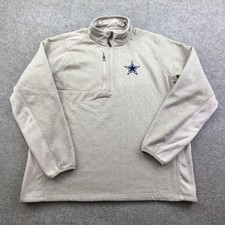 Dallas Cowboys Sweatshirt Mens Large Beige NFL Football Antigua Quarter Zip
