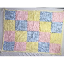Vintage Patchwork Baby Quilt Nursery Blanket Gingham Pastel Multicolor READ 