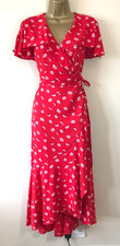 NEW JOE BROWNS Boho Daisy Print Ruffle Midi Wrap Dress 10 Holidays Cruise Races