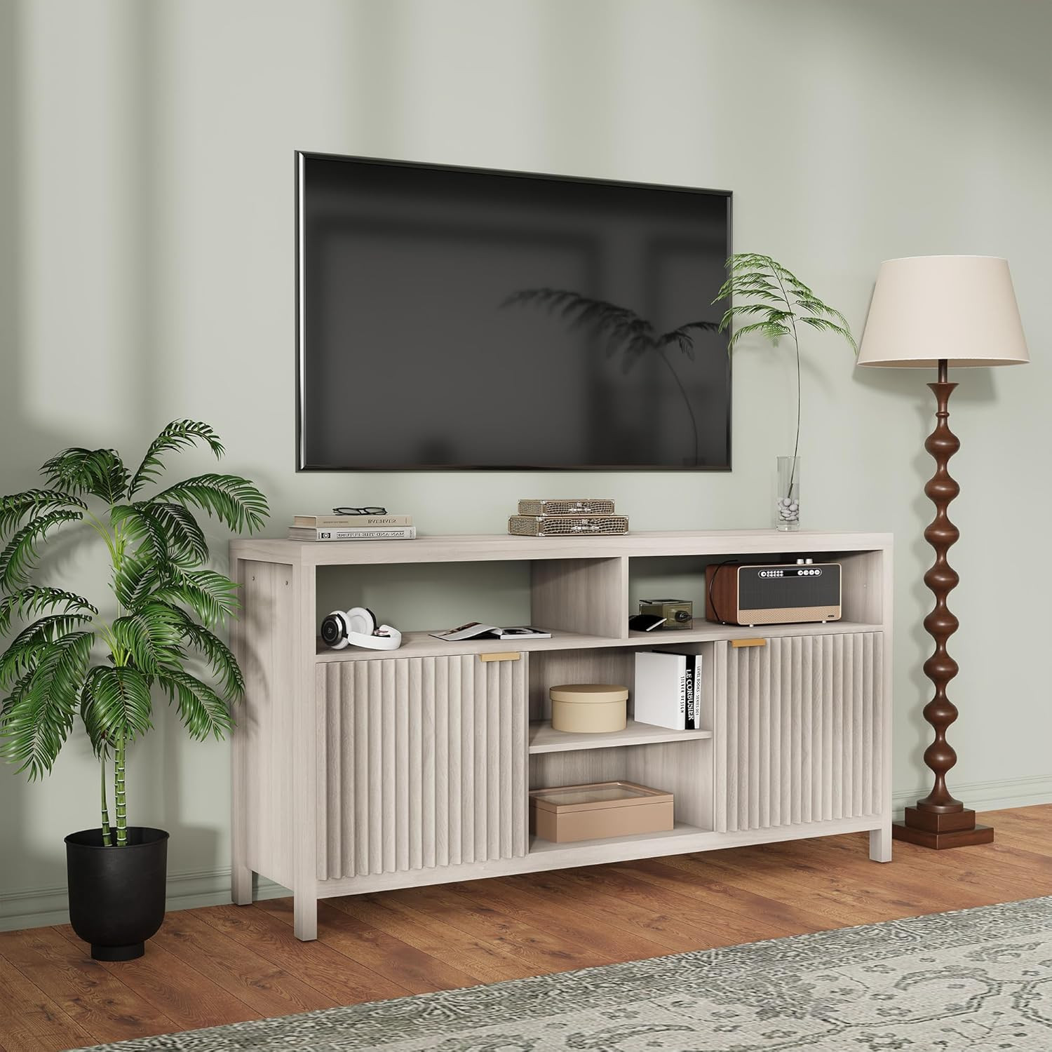 With Fluted Doors & Open Shelves