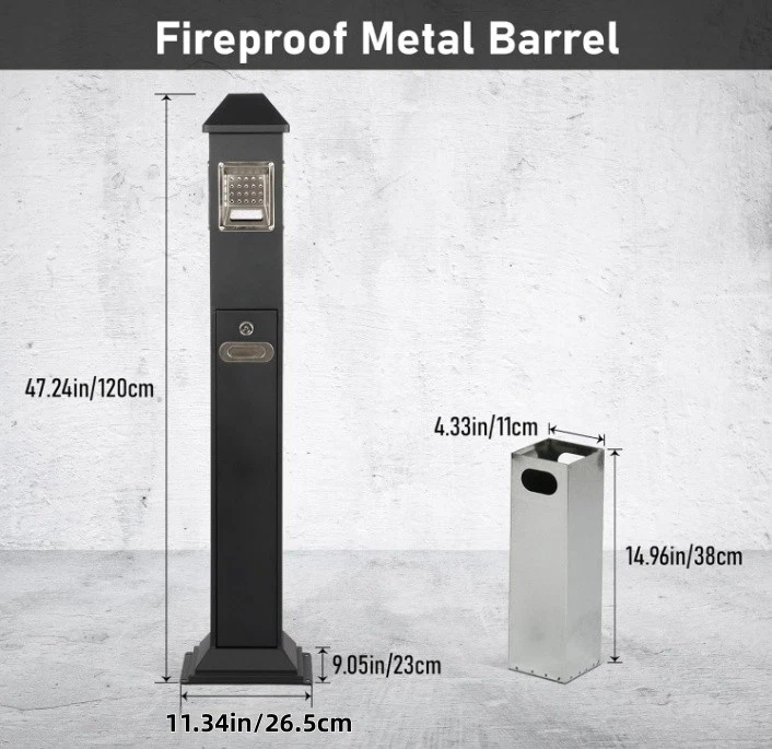 Edelstahl Aschenbecher Standaschenbecher Ascher Standascher Außen Innen 120CM - Bild 2 von 4