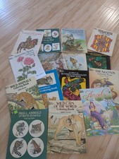 Vtg Young Adult / Adult Coloring Book Lot Of 15 Unused Dragons Cats Nature
