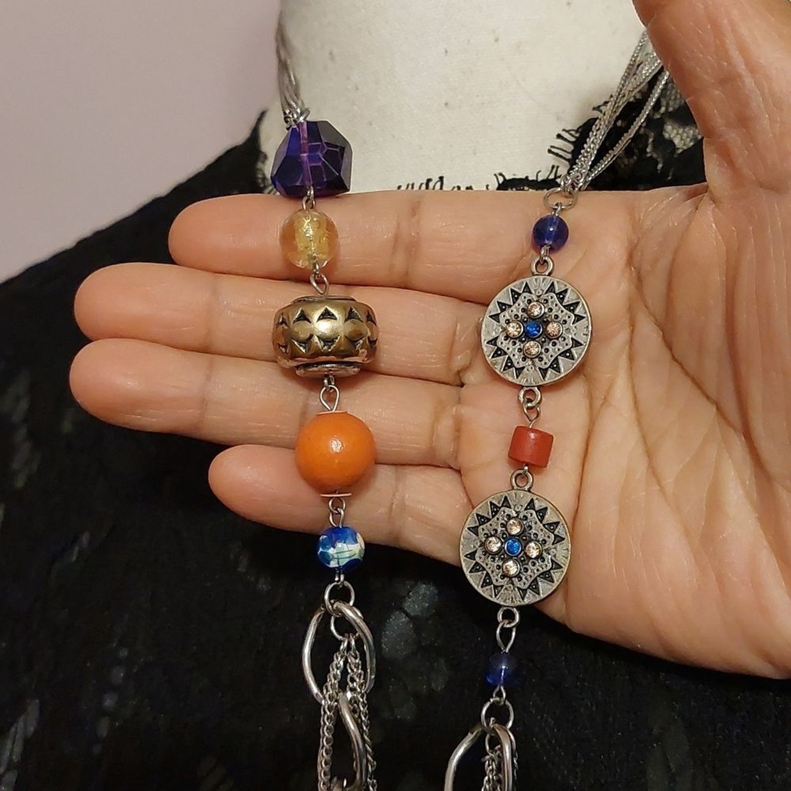 Rustic Boho Chic Multistrand Tribal Statement Lon… - image 5