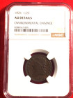 1826 1/2c Classic Head Half Cent C-1 NGC AU DETAILS - Environmental Damage *936* — photo 3