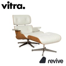 Vitra Eames Lounge Chair Cuir Bois Fauteuil Blanc Inclus Ottomane