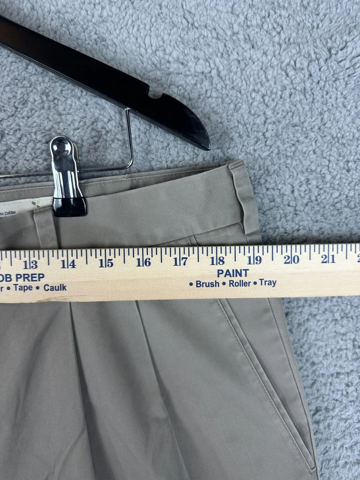 Pantalones John W Nordstrom Para Hombre 38x31 Caqui Supima Algodón Plisado Sin Arrugas Para Hombre Foto 2 de 4