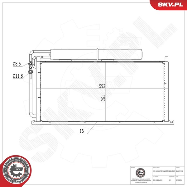 Esen SKV Kondensator Klimaanlage 86SKV570 Aluminium FüR Smart Roadster 452 332-image