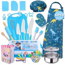 42-Piece Kids Cooking Set - Real Knife, Baking Set, Pots Pans, Pretend Play...