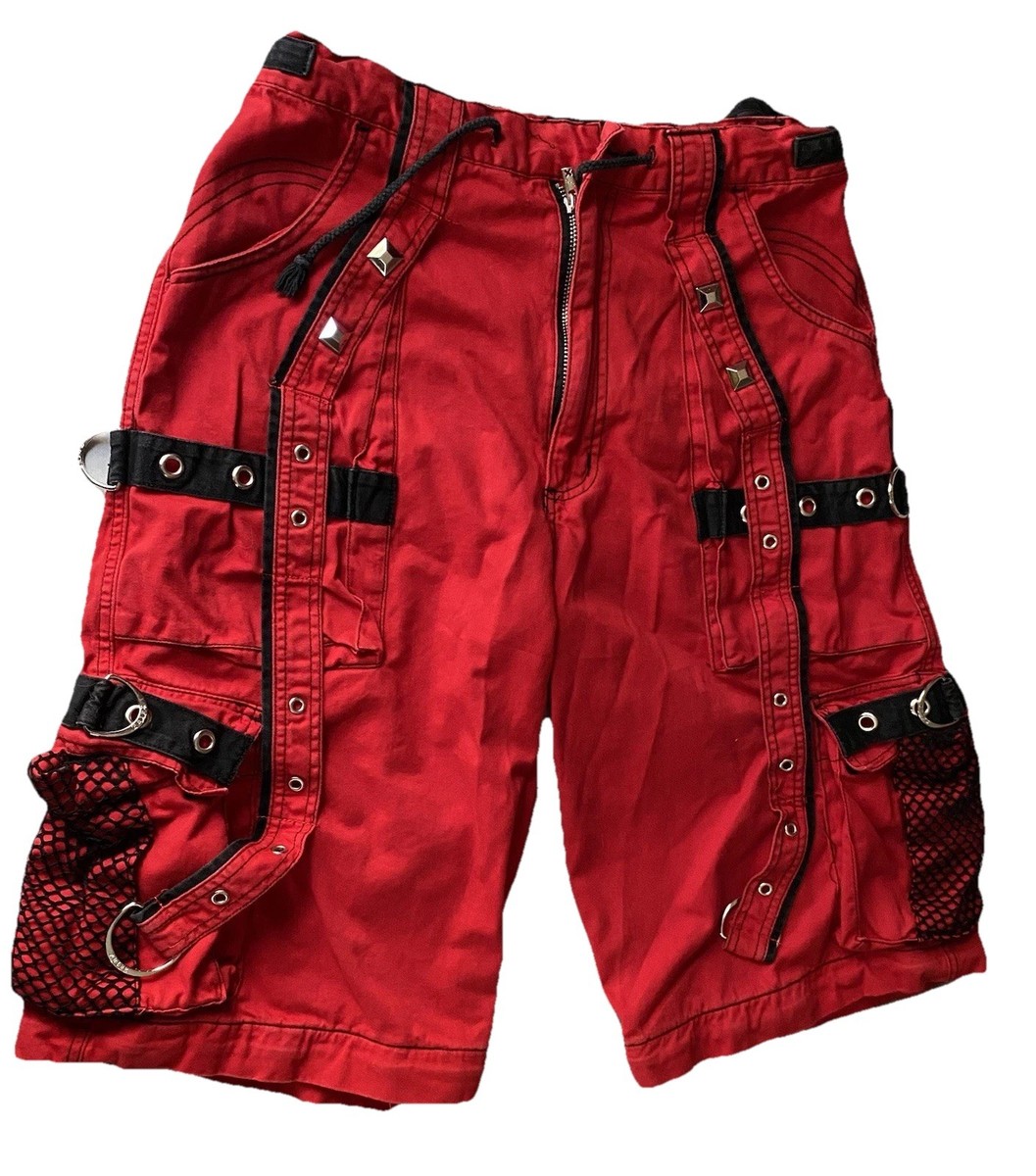 Tripp NYC Shorts Mens M Red Cargo Baggy Gothic Grunge Punk Skater