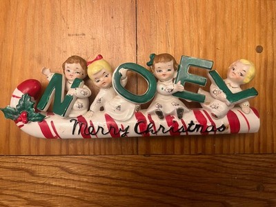 Lipper Mann Creations NOEL Angel Candy Cane Ceramic Figurine Japan 1956 4in
