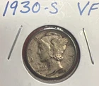 1930 S Mercury Dime 90% Silver Circulated Very Fine VF