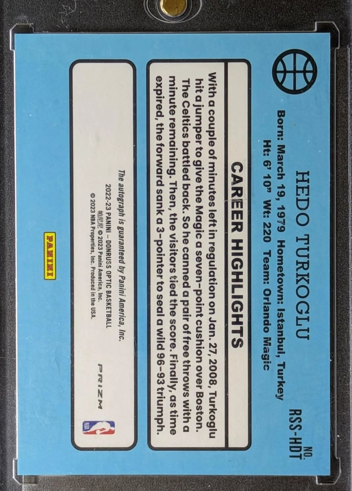 2022-23 Donruss Optic Hedo Turkoglu Retro Series Signatures #RSS-HDT - Image 2 of 2