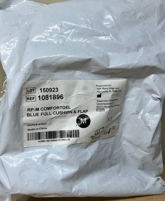 NEW Respironics RP-M Comfort Gel Blue Full Cushion & Flap Medium 1081896
