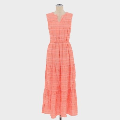 GAL MEETS GLAM Fiona Maxi Dress Sz 4 Coral Cottagecore Brunch Sleeveless Tiered