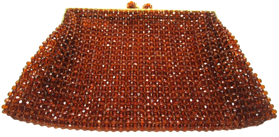 COPPOLA E TOPPO BOOK PIECE! Italy Rootbeer Crystal Vintage Purse Hand Bag - Image 2 of 4