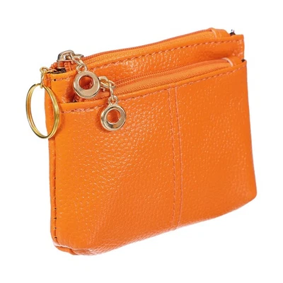 Leder Münzbeutel 5x3,5 Zoll, kleines Portemonnaie für Wechselgeld, Orange - Bild 1 von 4
