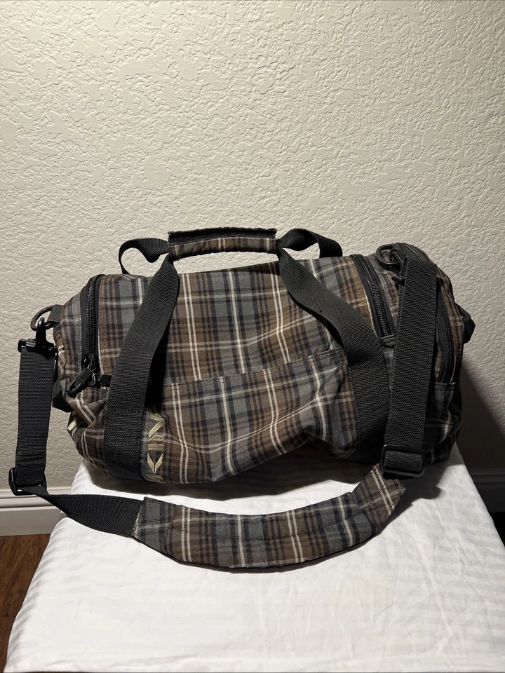 Bolsa de deporte Dakine EQ 51L lona marrón tostado negro estampado a cuadros gimnasio llevar Foto 4 de 4