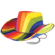 Gay Pride 2026 Rainbow Cowboy Hat LGBT Adult Unisex Fancy Dress Festival