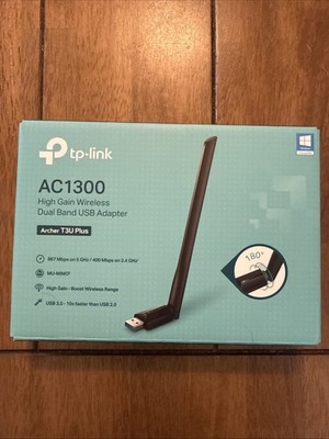 TP-Link AC1300 USB WiFi Adapter, Archer T3U Plus, 2.4G/5G Dual Band Wireless