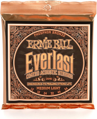 Everlast Medium Light Phosphor Bronze Acoustic Guitar Strings, 12-54 Gauge (P025