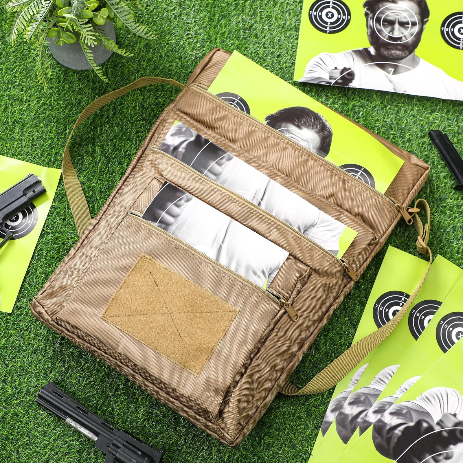 1 Pack 15" X 20" Range Target Carry Case for Shooting Range Bag with 3 Zipper