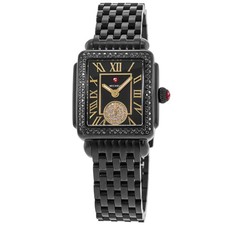 New Michele Deco Madison Diamond Black Dial Black Women's Watch MWW06G000051