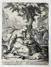 "La fuite en Egypte" GOLTZIUS Heinrich (d'après) -Burin attribué à Jacob Matham.