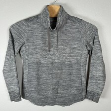 LL Bean Cozy Mixed-Knit Pullover Womens Medium Heather Gray Cowl Neck Sweatshirt