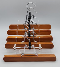 Vintage Padded Wooden Clamp Trouser Skirt Pants Hangers Set of 5