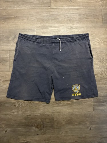 NYPD Police Academy Shorts Blue L Vintage Rare Athletic Uniform Gym 90s Cotton