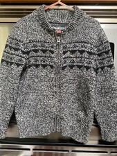 Boy's OshKosh B'gosh Gray and Black Zip Up Sweater Size 4 Cotton/Wool