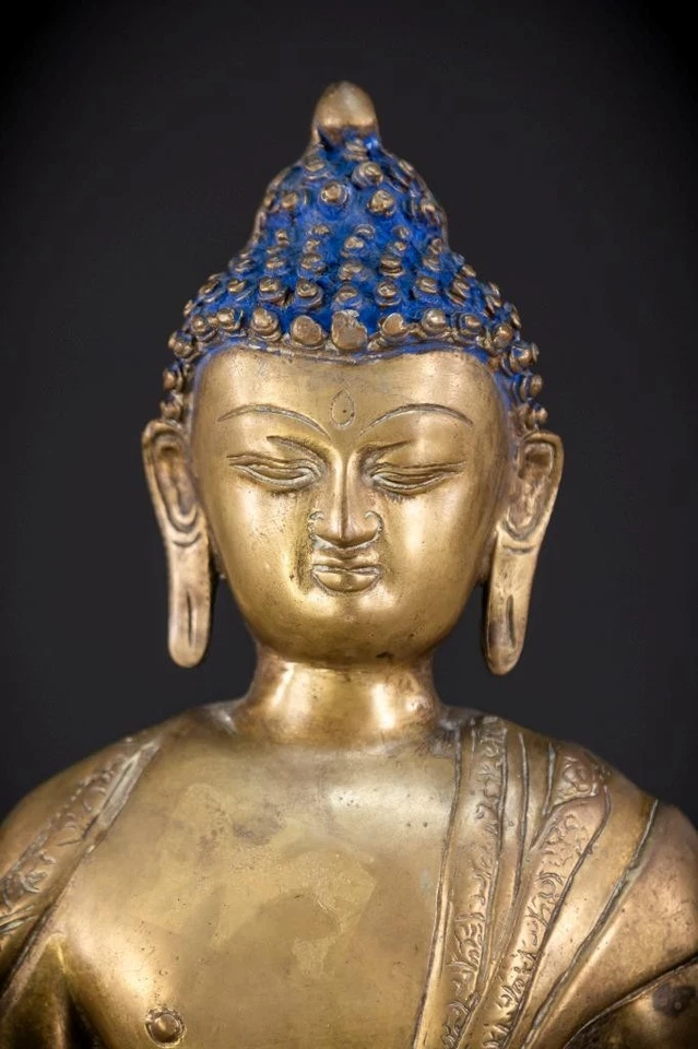 Escultura de bronce de Buda Guatama | Antigua estatua budista del sudeste asiático 16,2"_ Foto 3 de 4