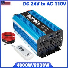 4000W 8000W Power Inverter Pure Sine Wave 24V to 110V 60Hz Converter Camping RV