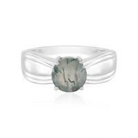 Cavill Ring Sterlingsilber 925 Moosachat 1,47Ct Rund Damen GrüN Echtschmuck