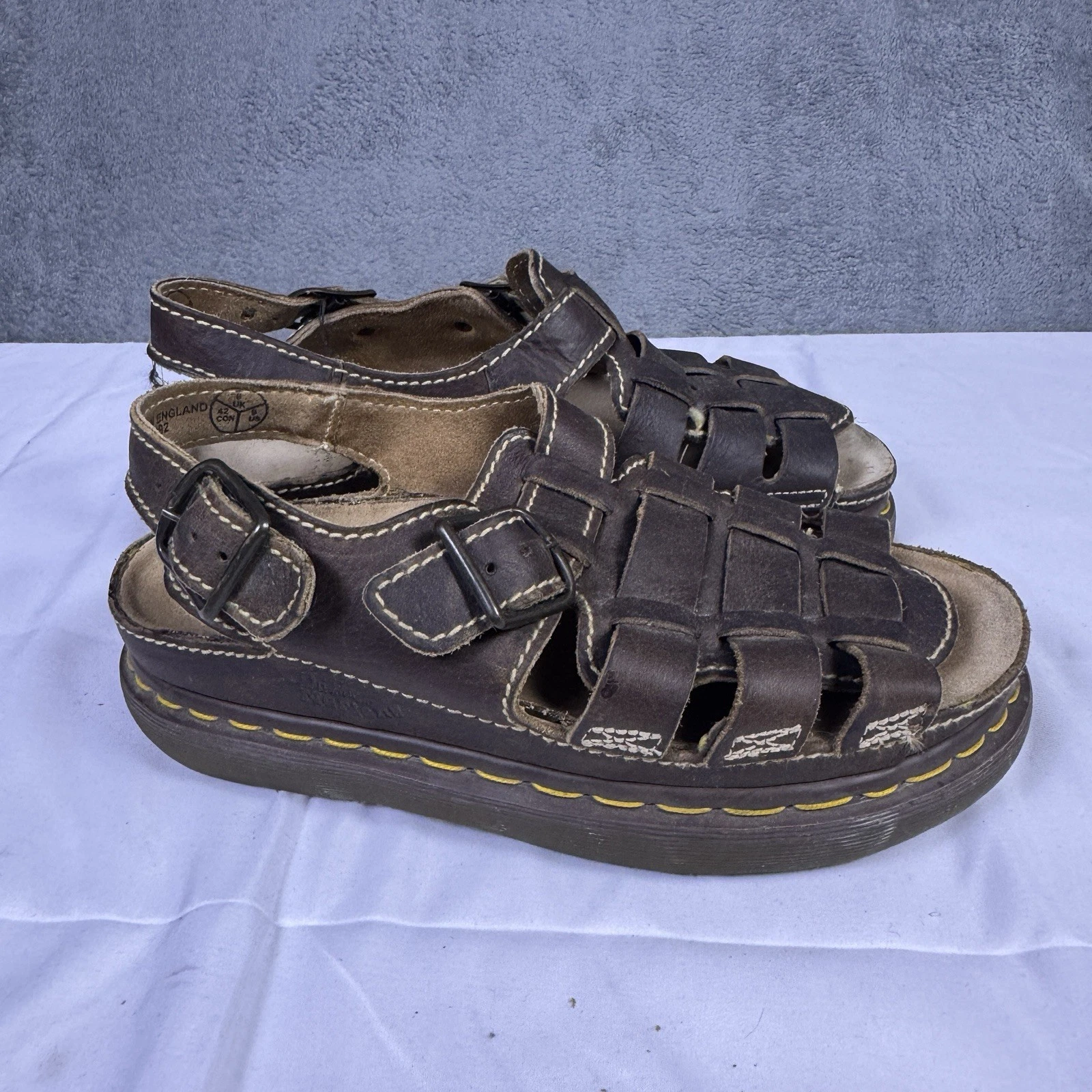 Vintage Doc Martens Mens 9 Fisherman Chunky Platform Sandals England Brown