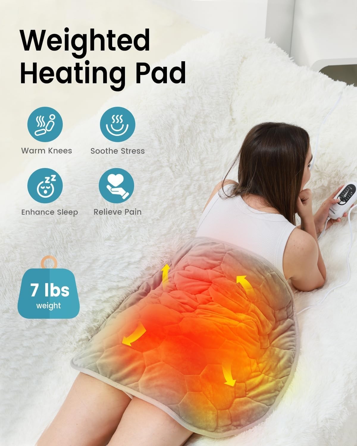 Weighted Heating Pad for Deeper Pain Relief, 7lbs XXXL Size(29x24) with Fast Hea