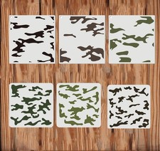 6PCS Camouflage Pattern Painting Stencils Camo Stencil 4 inches x 4