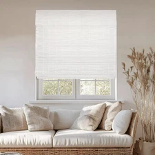 32"x64" Chicology Light Filtering Bamboo Roman Shade Snow / NEW